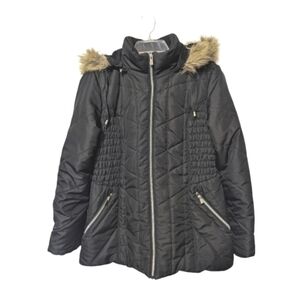 A & I large coat women's black with removable hood